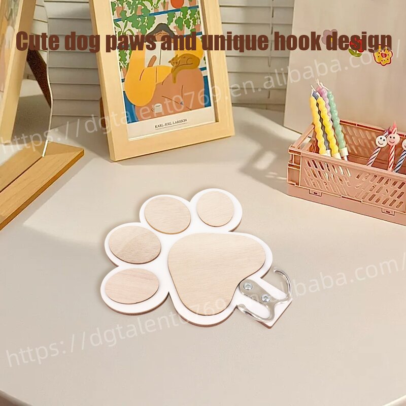 Wooden Wall Hook Supplier - Dog Paw Shape Double Hook Kids Room