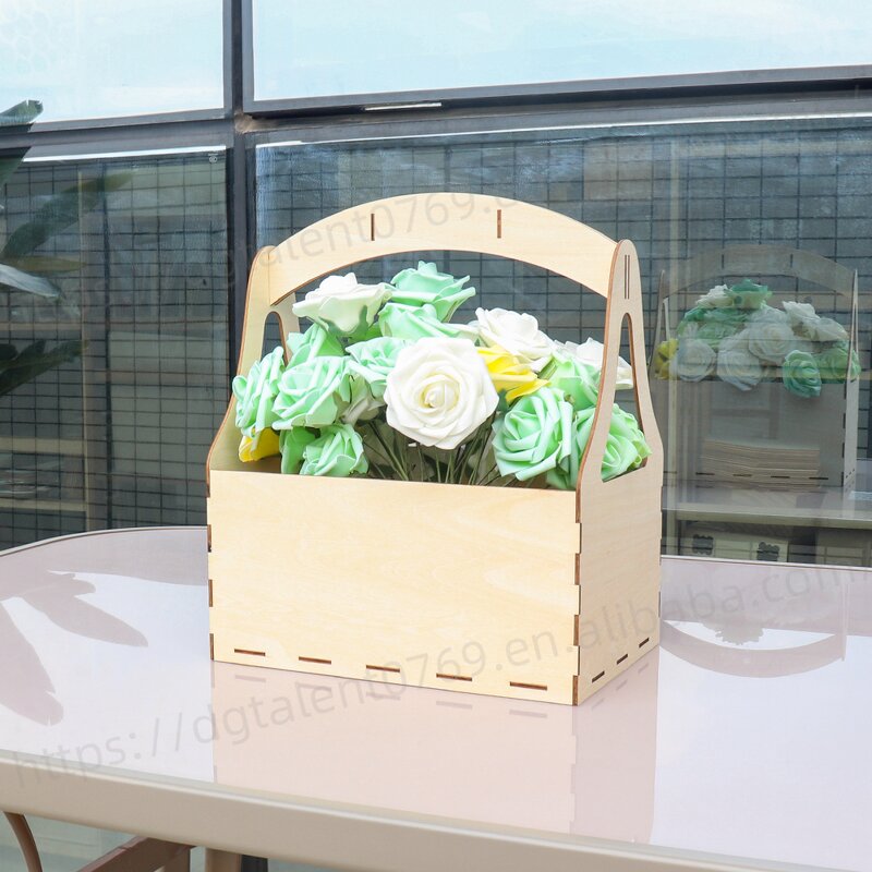 Handheld Basket Manufacturer - Rectangular Plywood Flower Basket