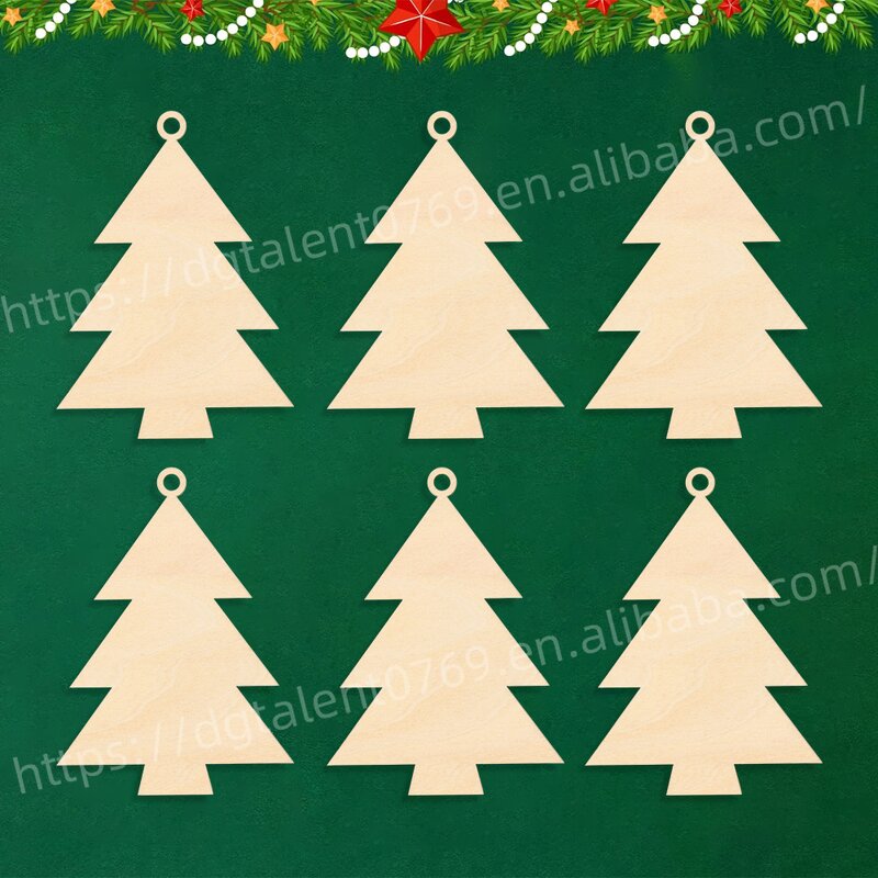 Christmas Ornament Supplier - DIY Painting Tree Shape Laser Cut