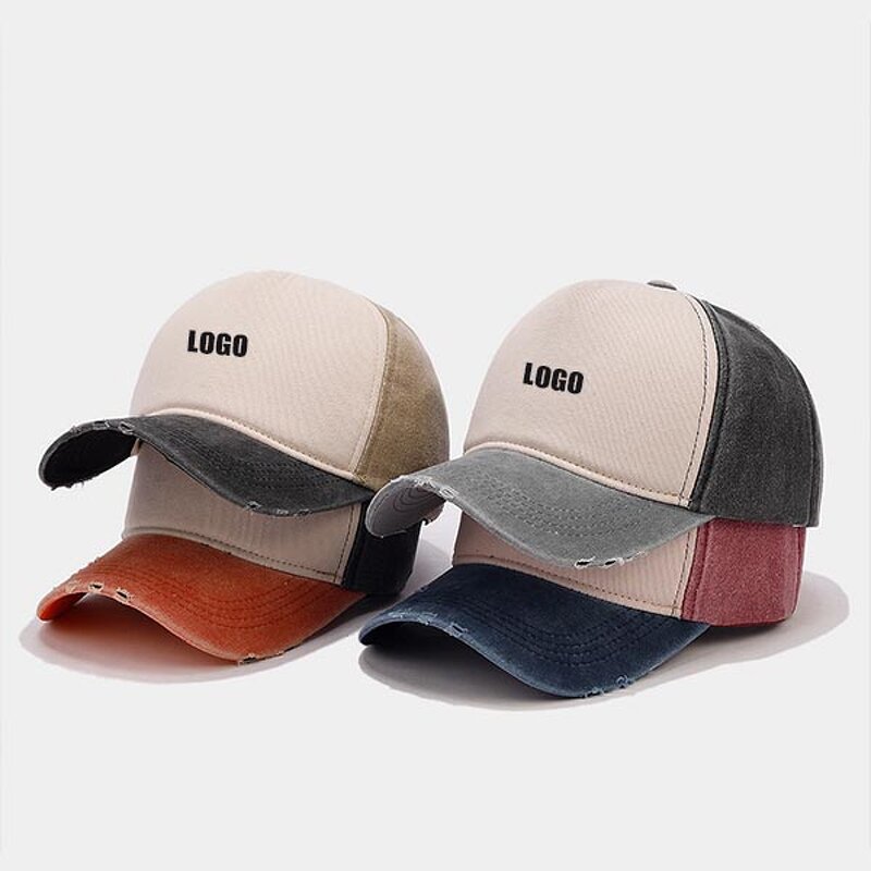 Baseball Hat Factory - Low MOQ 5 Panel Curved Brim Vintage Washed