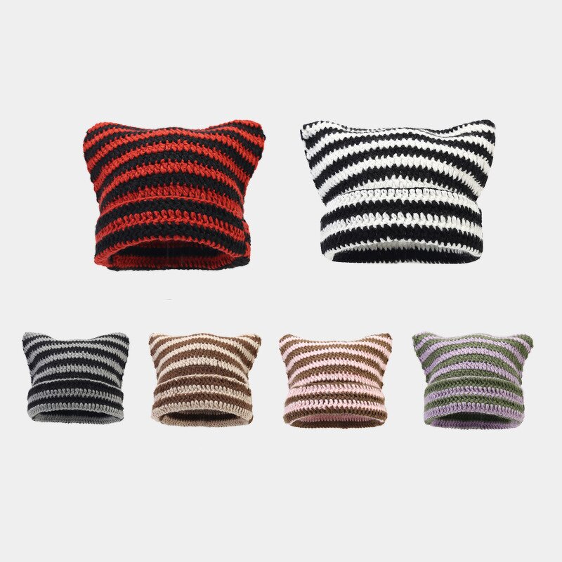 Knitted Beanie Supplier - Wholesale Jacquard Custom Label Cat Ear