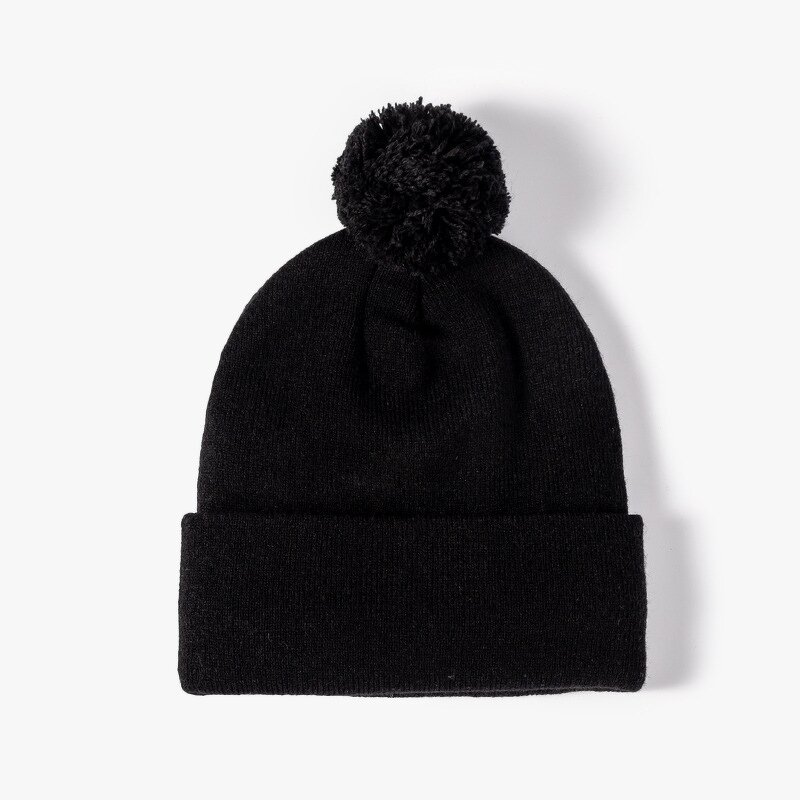 Knitted Beanie Factory - Winter Outdoor Cuff Embroidery Jacquard Pom Pom