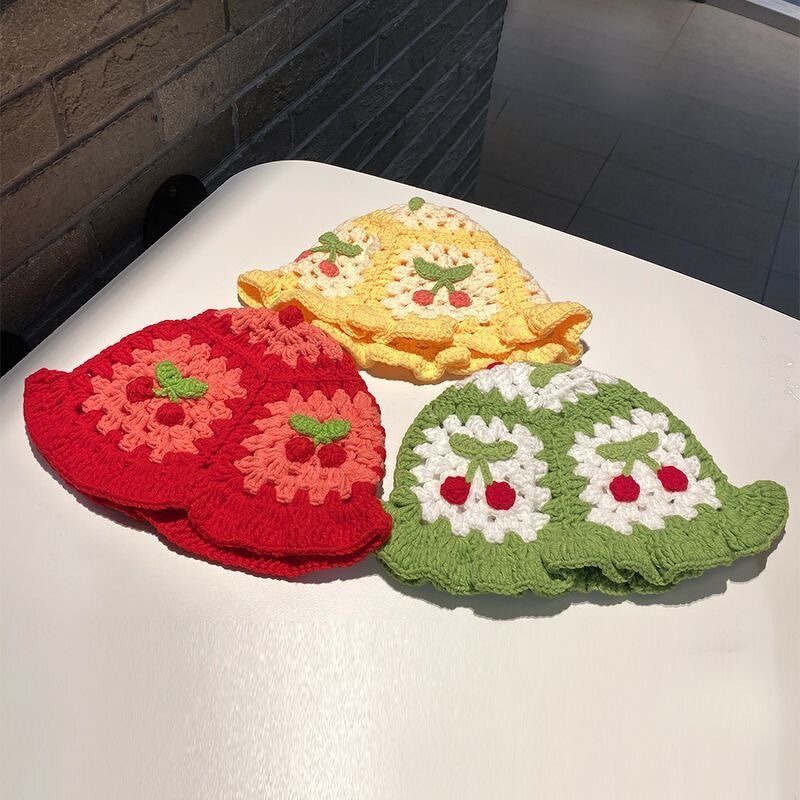 Crochet Bucket Hat Supplier - Luxury Brand Designer Jacquard Handmade Floral