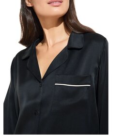 Custom Silk Satin Pajamas Factory - Black Pajama Set