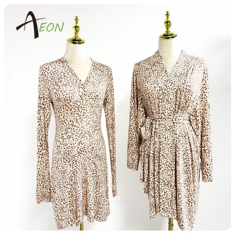Modal Short Robe Factory - Leopard Print Bath Robe