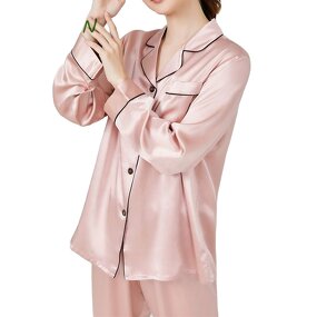 Custom Pajamas Factory - Silk Satin Long PJ Set Manufacturer
