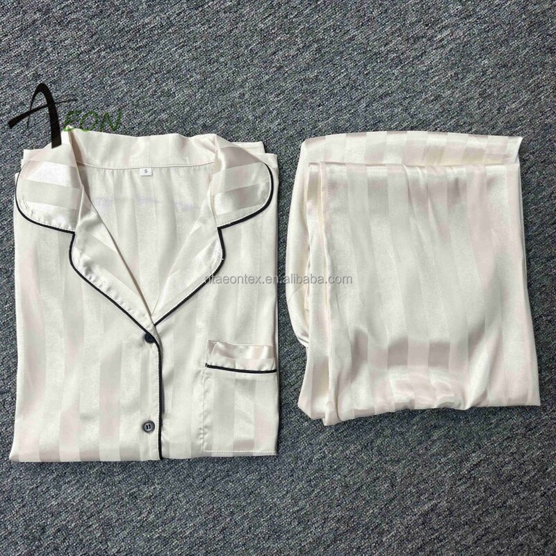 Women's Satin Pajamas Supplier - Jacquard Long Pajama Set