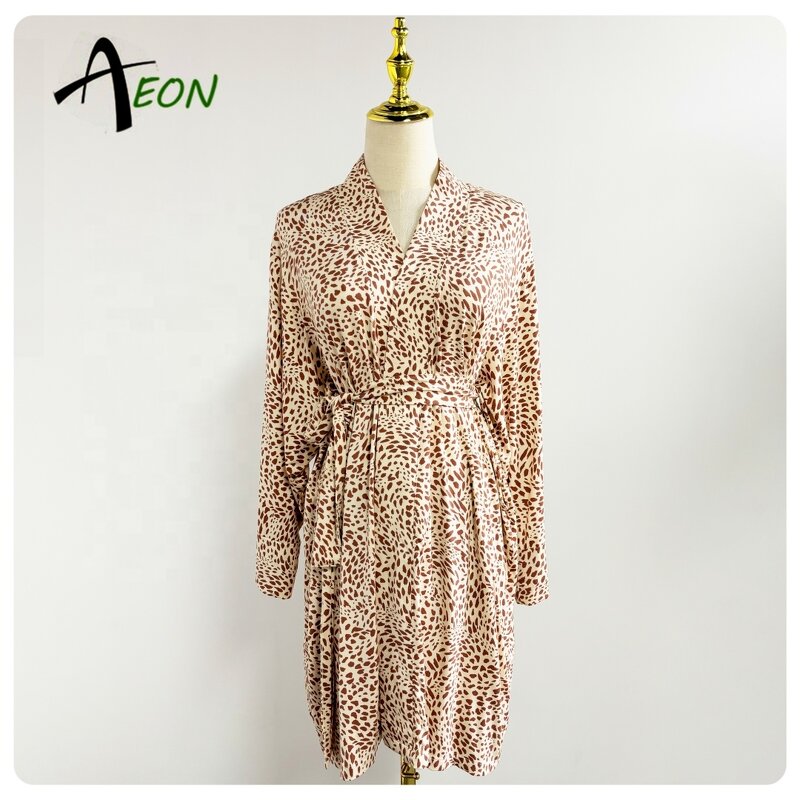 Modal Short Robe Factory - Leopard Print Bath Robe