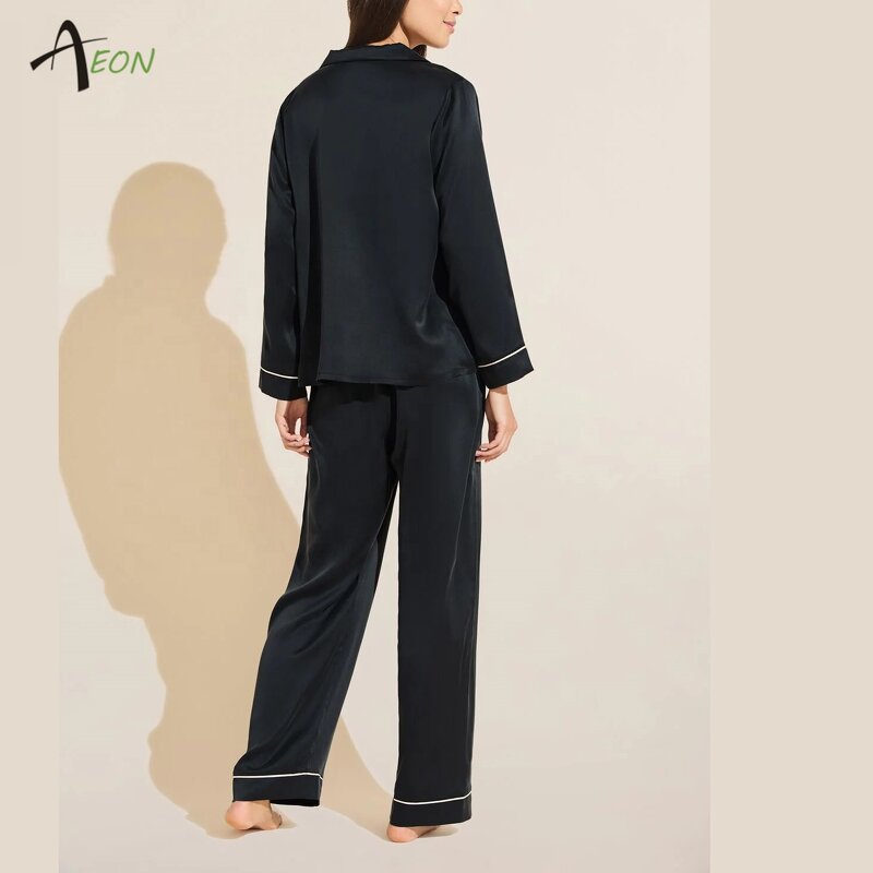 Custom Silk Satin Pajamas Factory - Black Pajama Set