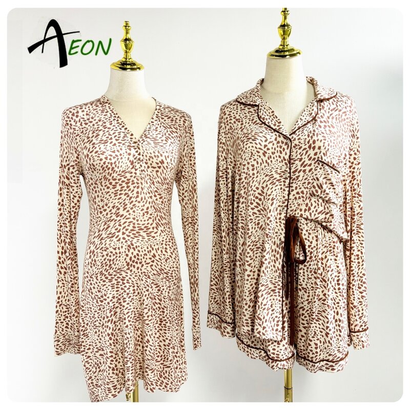 Modal Short Robe Factory - Leopard Print Bath Robe