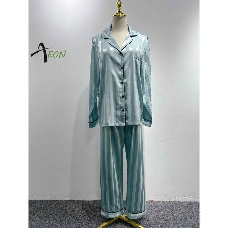 Women's Satin Pajamas Supplier - Jacquard Long Pajama Set