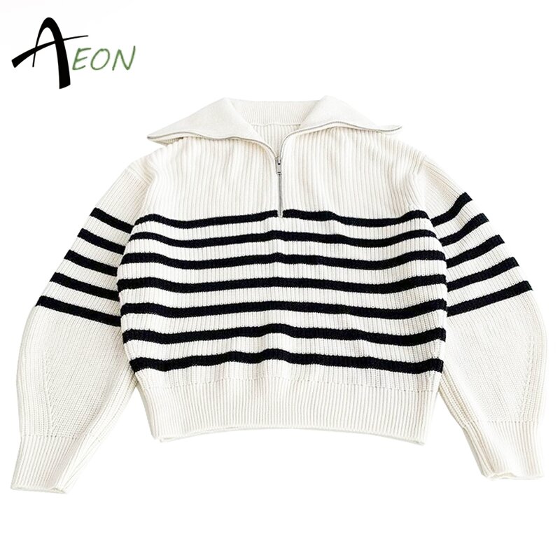 Women's Zip Sweater Factory - Custom Striped Knit Jumper