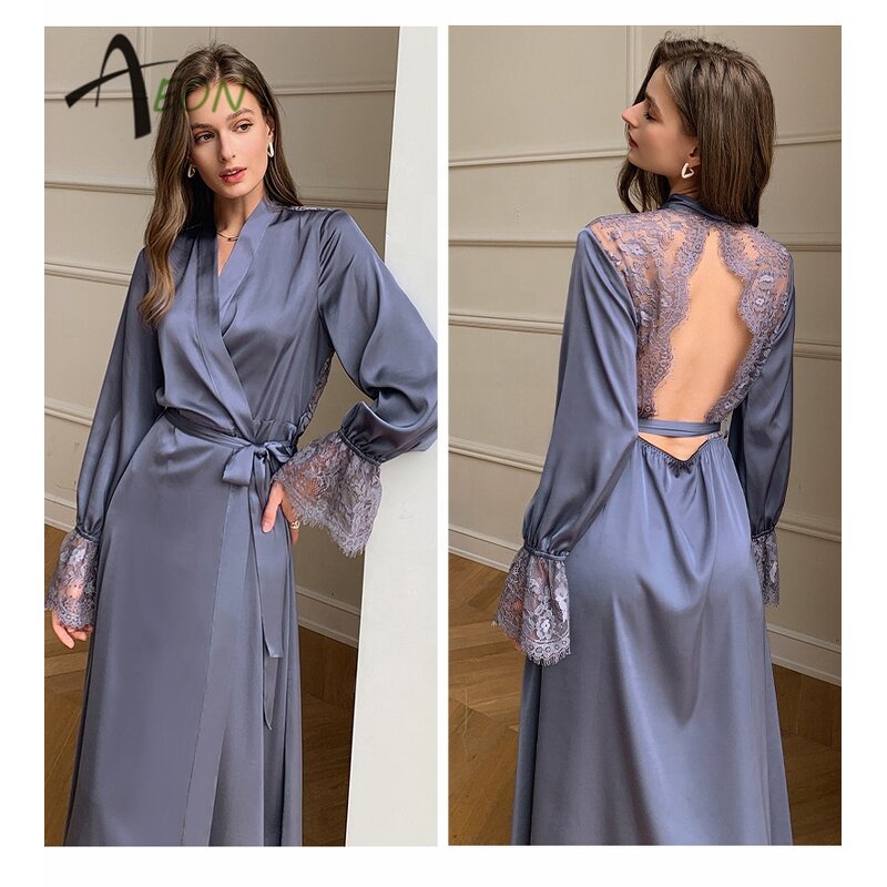 Silk Lace Robe Factory - Luxury Long Nightgown