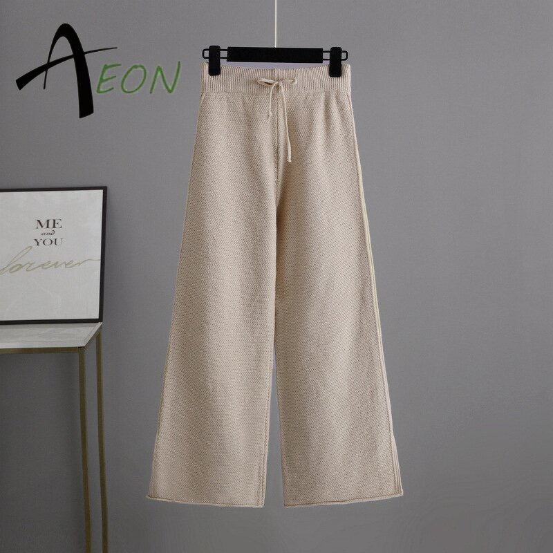 Women's Knit Set Factory - Round Neck Pullover Pants Set