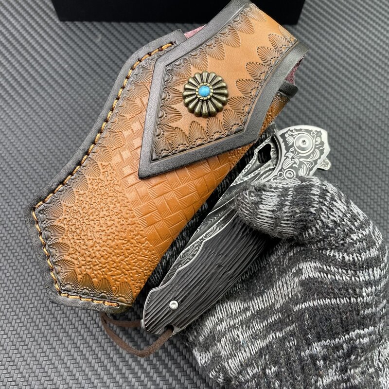 Damascus Pocket Knife Supplier - Steel Wooden Handle Men Outdoor Collectable