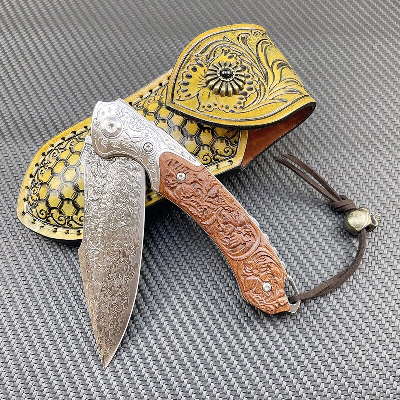 Pocket Folding Knife Supplier - CNC Engrave Damascus VG10 Blade Survival