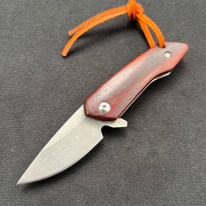 Pocket Folding Knife Supplier - Damascus Steel Red Sandalwood Handle