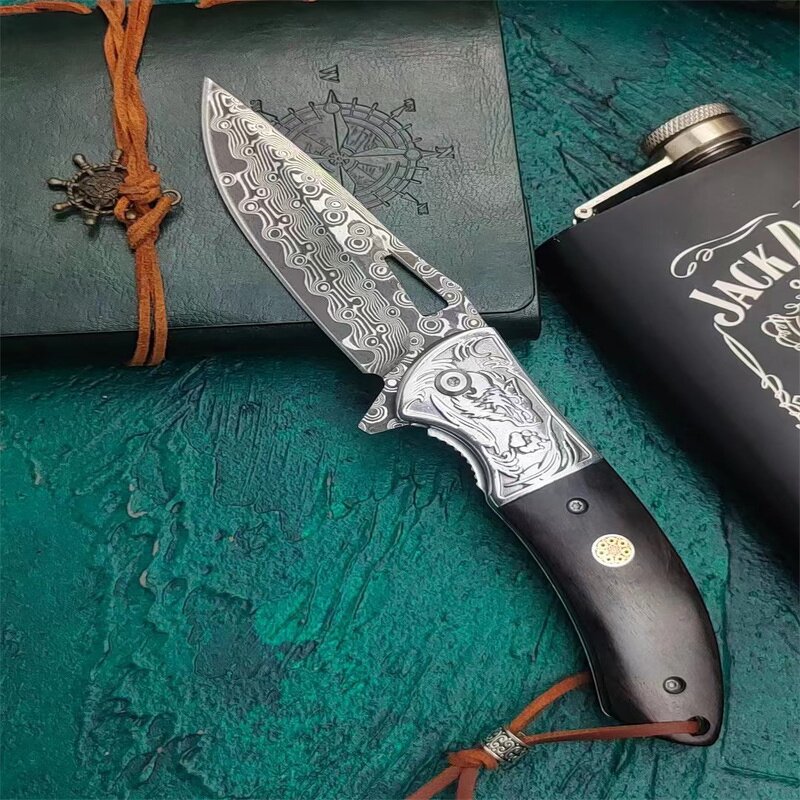 Damascus Pocket Knife Supplier - High Carbon Steel Camping Self-Defense