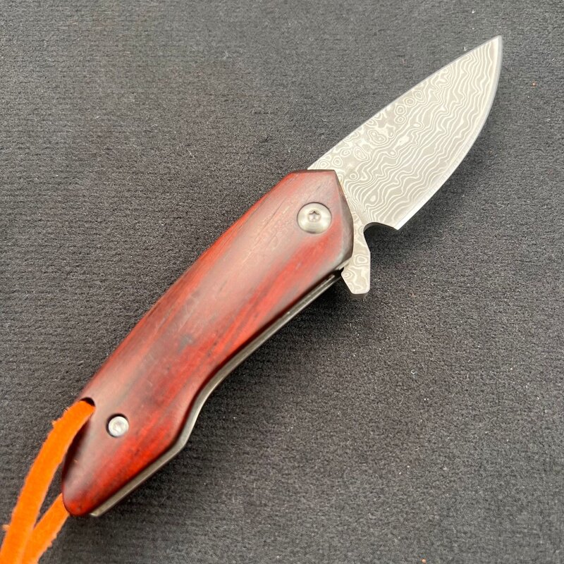Pocket Folding Knife Supplier - Damascus Steel Red Sandalwood Handle
