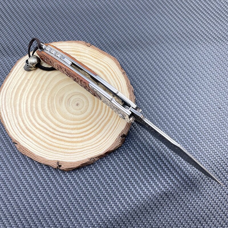 Damascus Folding Knife Supplier - High Quality VG10 Sand Ironwood Handle Customizable