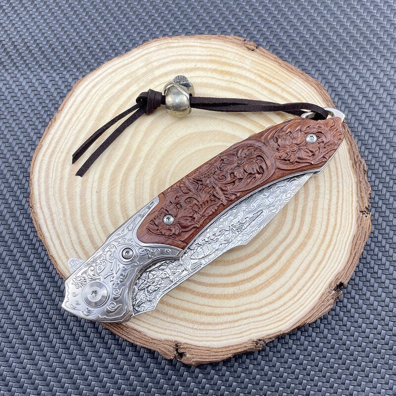 Pocket Folding Knife Supplier - CNC Engrave Damascus VG10 Blade Survival