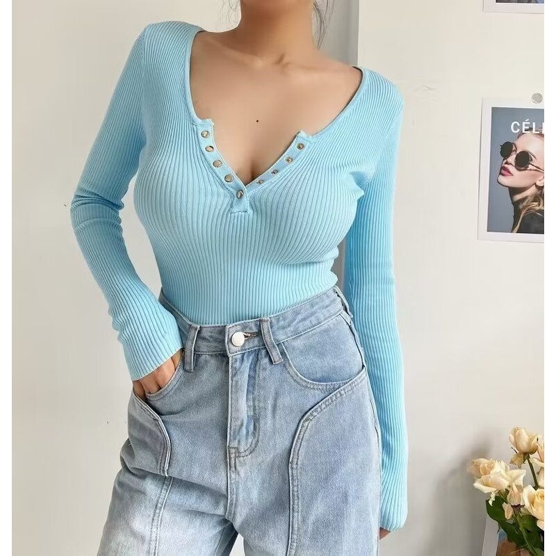 Women's Bodysuit Supplier - Long Sleeve Knitted Hot Girl Elastic Slimming