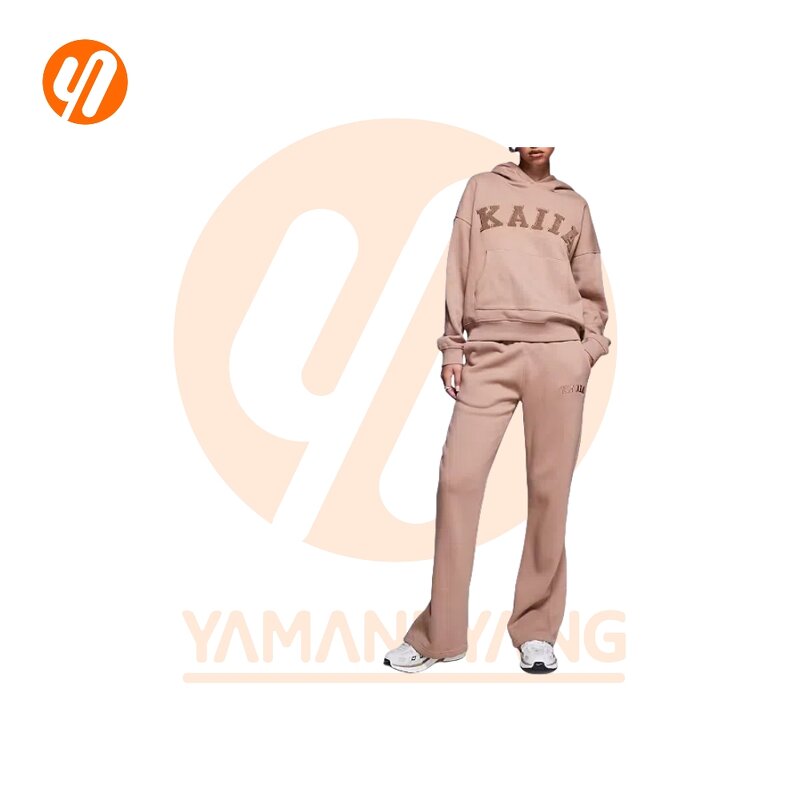 Hoodie Set Factory - Custom Y2K Puff Print Two-Piece Sweat Pocket Crop
