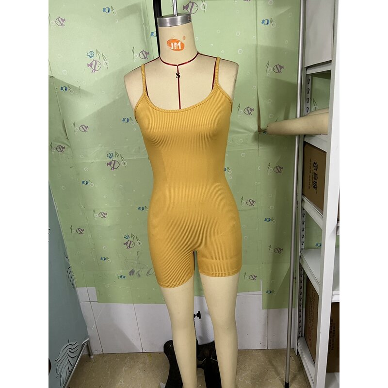 Romper Supplier - ZHEZHE Cami Rib Knit Sleeveless Spaghetti Strap