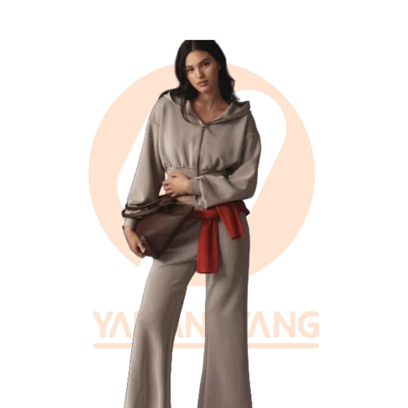 Crop Top Factory - Casual Street Wear Grey Cotton Terry Zip up Hoodie