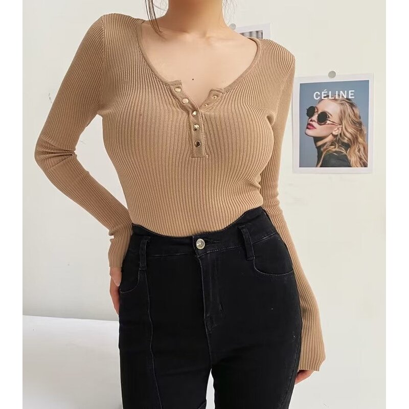 Women's Bodysuit Supplier - Long Sleeve Knitted Hot Girl Elastic Slimming