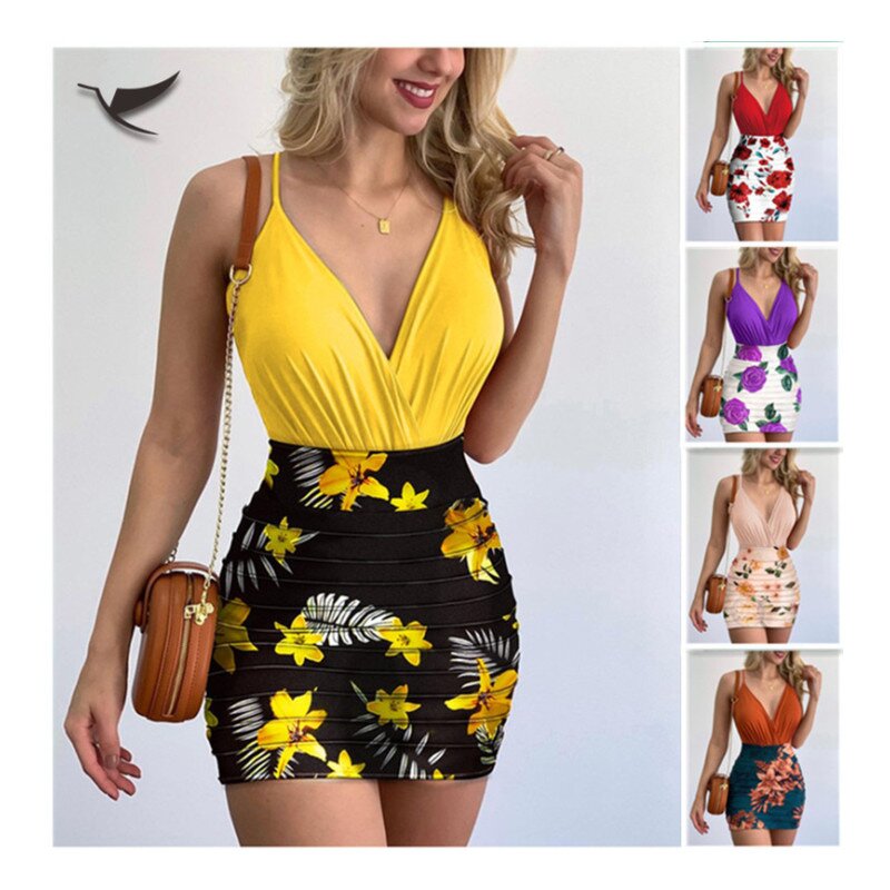 Women's Set Supplier - New Trendy Summer Outfits Flower Printed Skirt