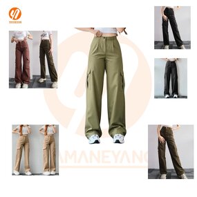 Cargo Pants Supplier - Wholesale Ladies Casual High Waisted Pocket