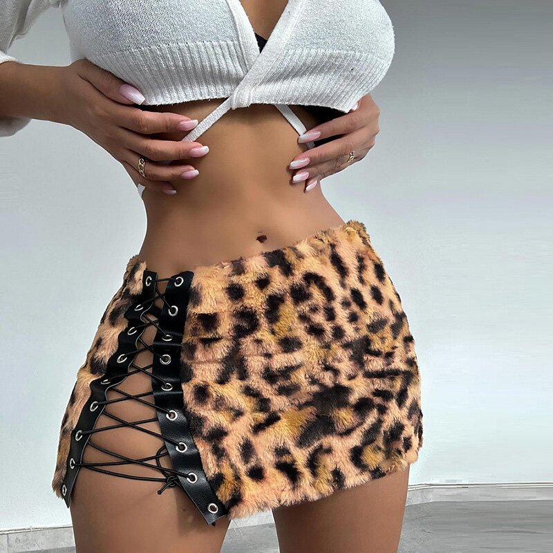 Leopard Skirt Supplier - Mid Waist Bandage Womens Skirt