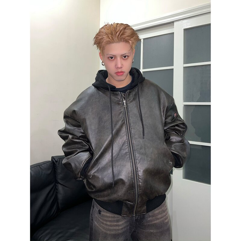 Leather Jacket Supplier - PU Hoodie Parka Coat Design logo Custom