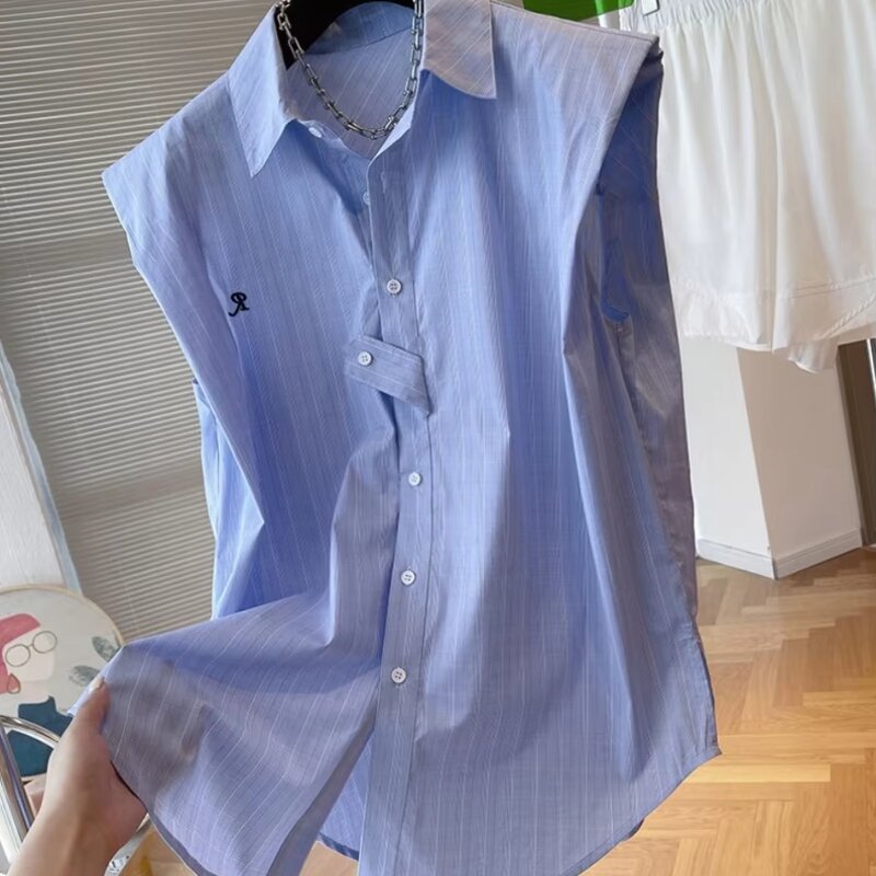 Women's Shirt Factory - Summer New Fashionable Striped Sleeveless