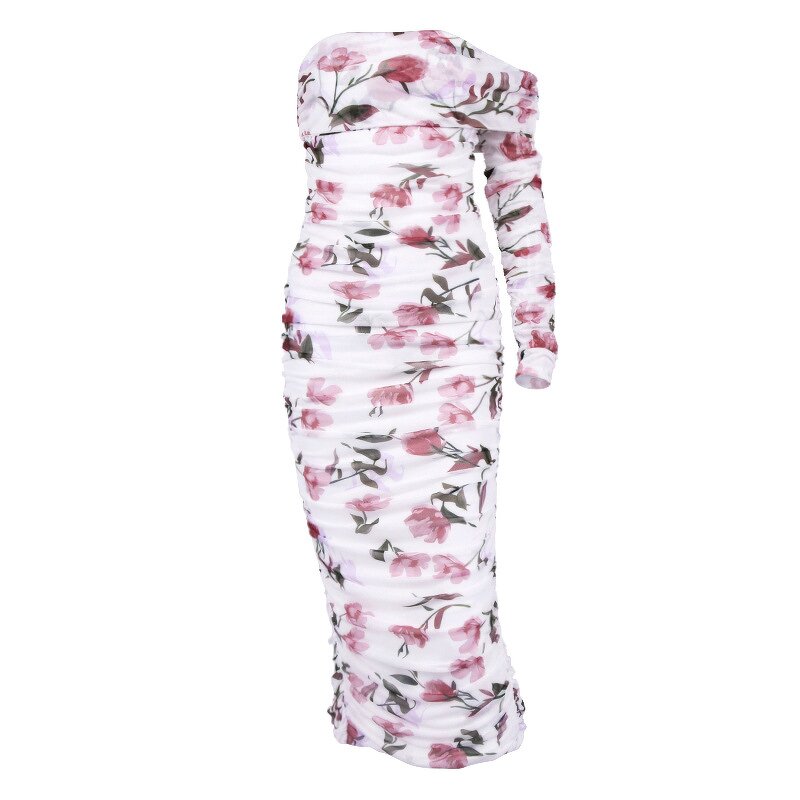 Bandage Maxi Dress Factory - Floral Print Loose Casual Winter Formal Double