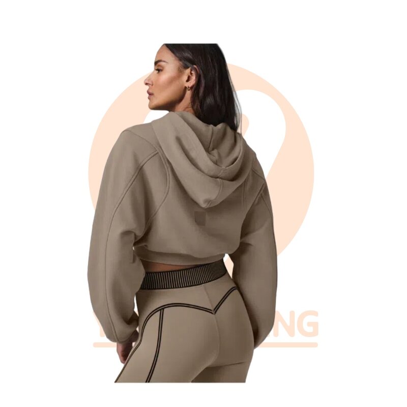 Crop Top Factory - Casual Street Wear Grey Cotton Terry Zip up Hoodie