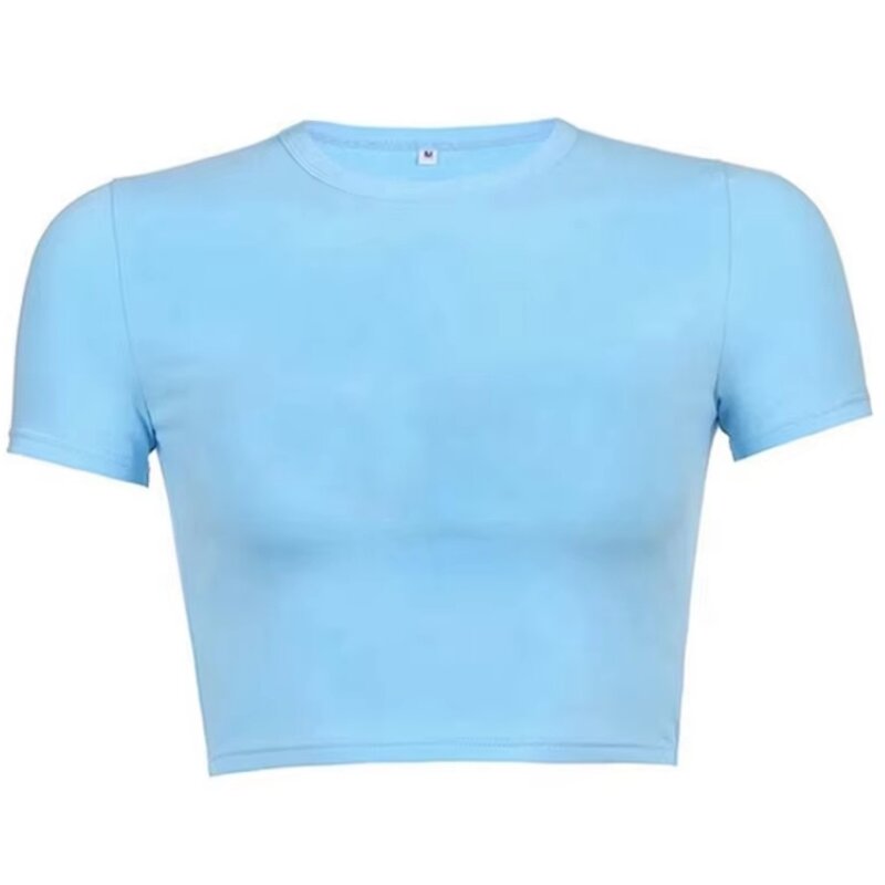 Crop Top Supplier - Custom 100% Cotton Plus Size Blank Puff Rhinestone