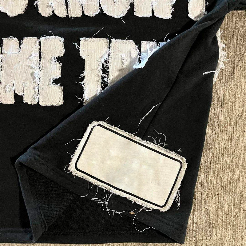 T Shirt Supplier - 100% Cotton Distressed Embroider Casual Streetwear