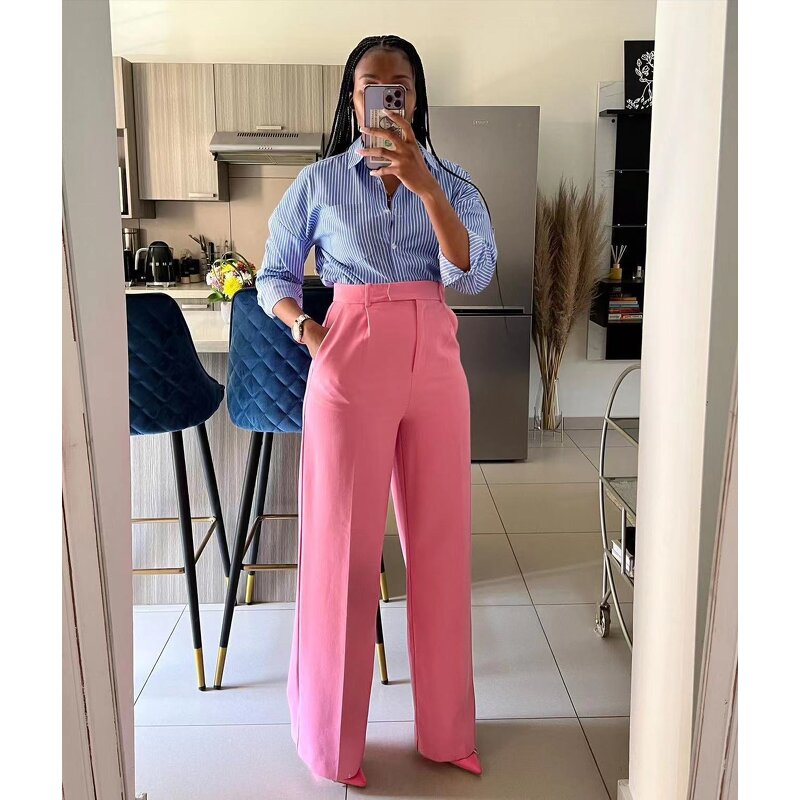 Women's Trousers Factory - New Trendy Solid Color Elegant Wide Leg