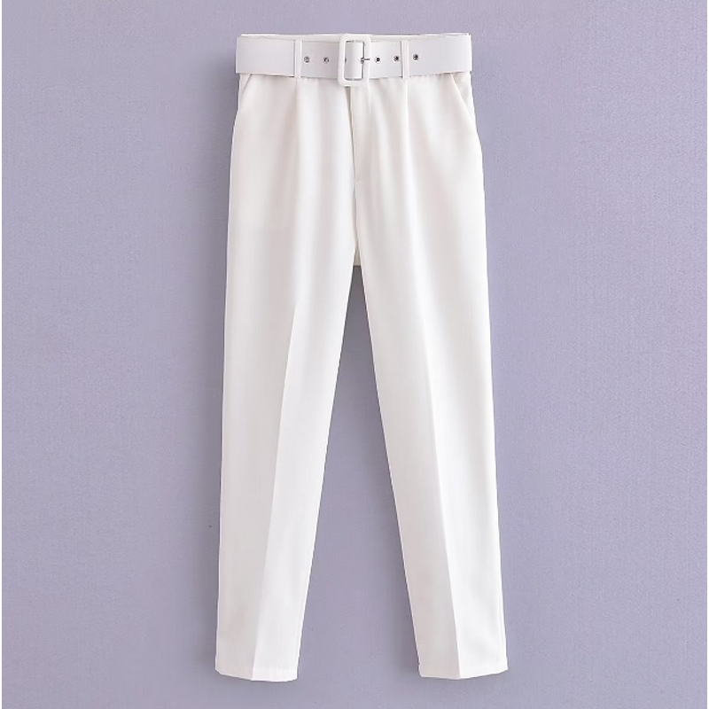 Women's Pants Factory - New Arrival Solid Color Slim Waist With Belt
