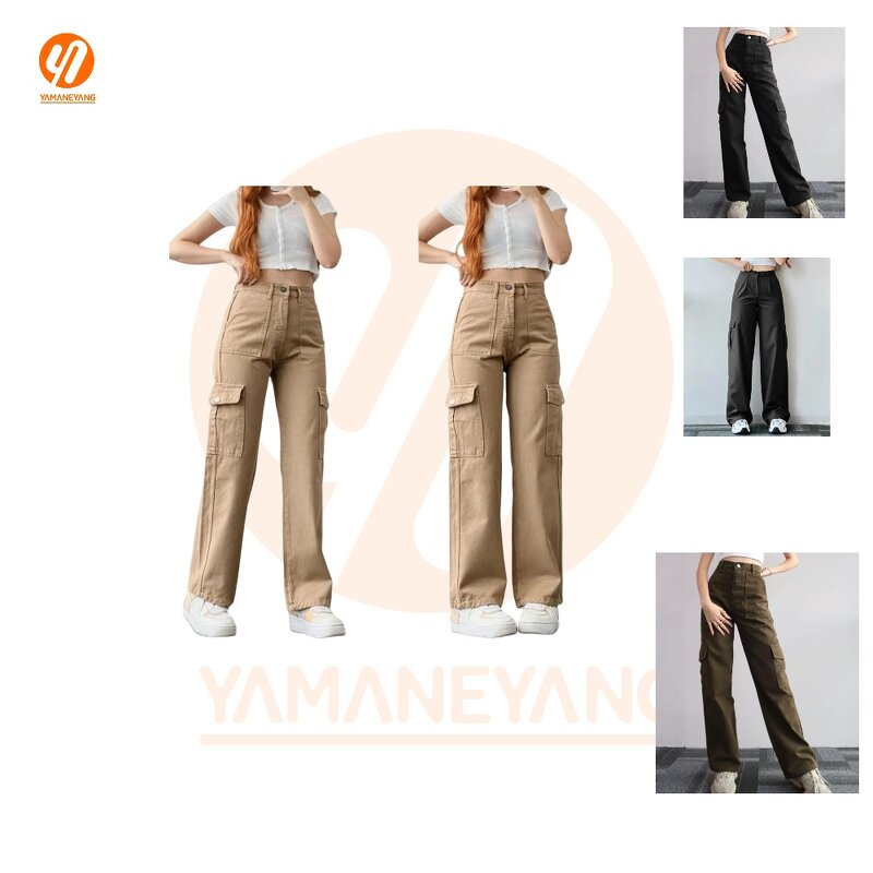 Cargo Pants Supplier - Wholesale Ladies Casual High Waisted Pocket