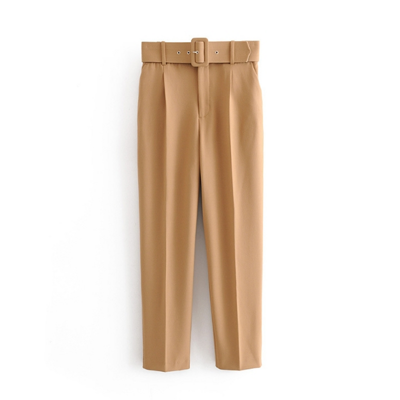 Women's Pants Factory - New Arrival Solid Color Slim Waist With Belt