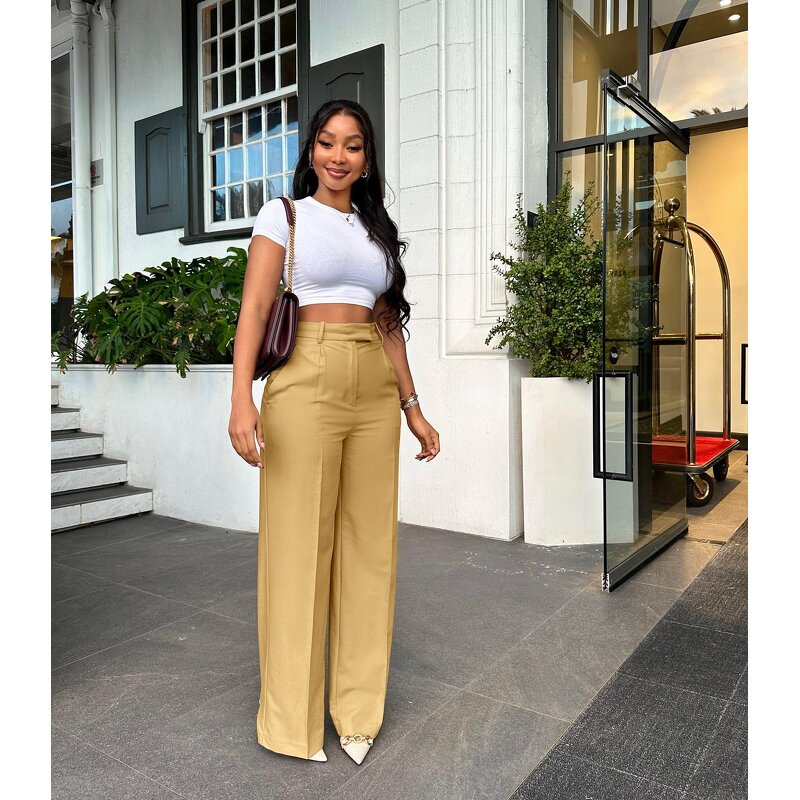 Women's Trousers Factory - New Trendy Solid Color Elegant Wide Leg