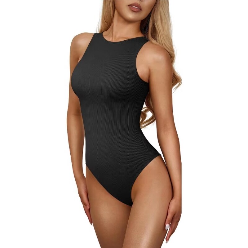Bodysuit Supplier - Sleeveless Pit Striped Swimwear Triangle One Piece