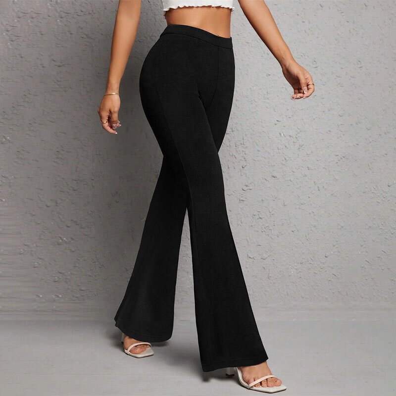 Slipper Trousers Factory - Summer Black Elegant Slim High Waist Split