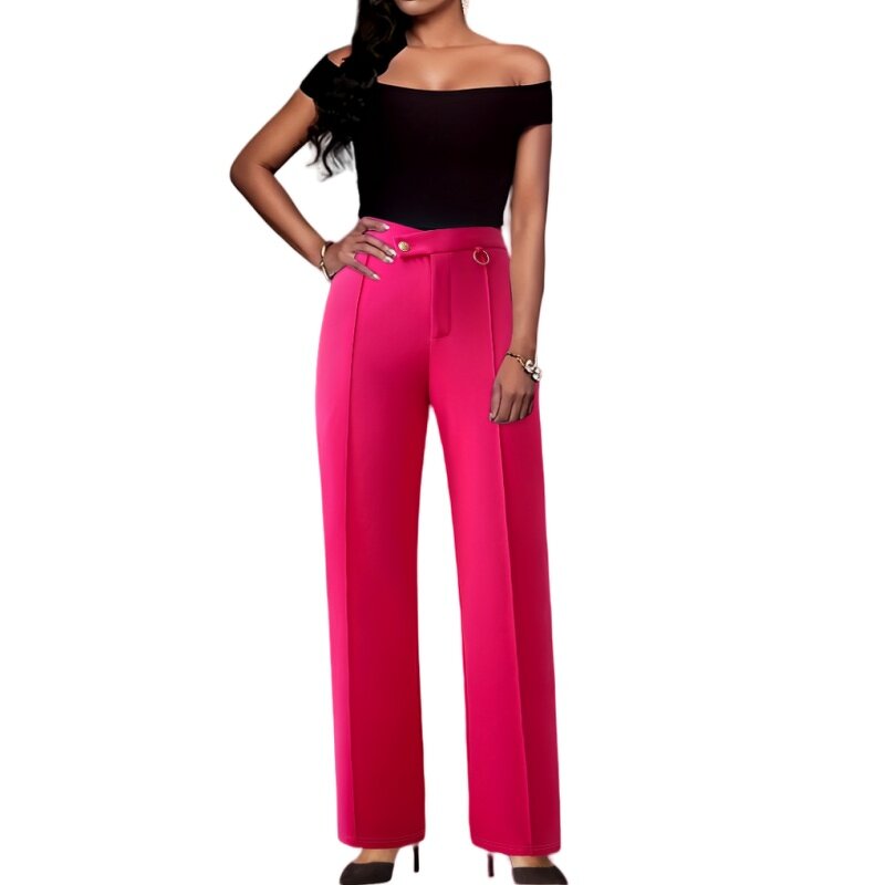 Women's Trousers Supplier - Elegant Pleater Office Lady Slim Straight