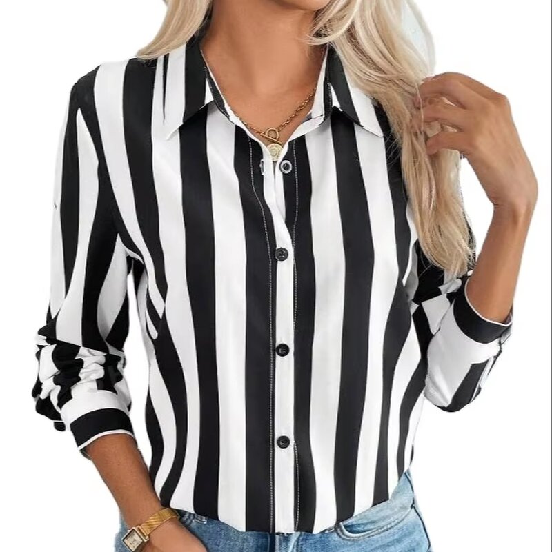Striped Shirt Supplier - 2025 European American Women's Spring Summer New