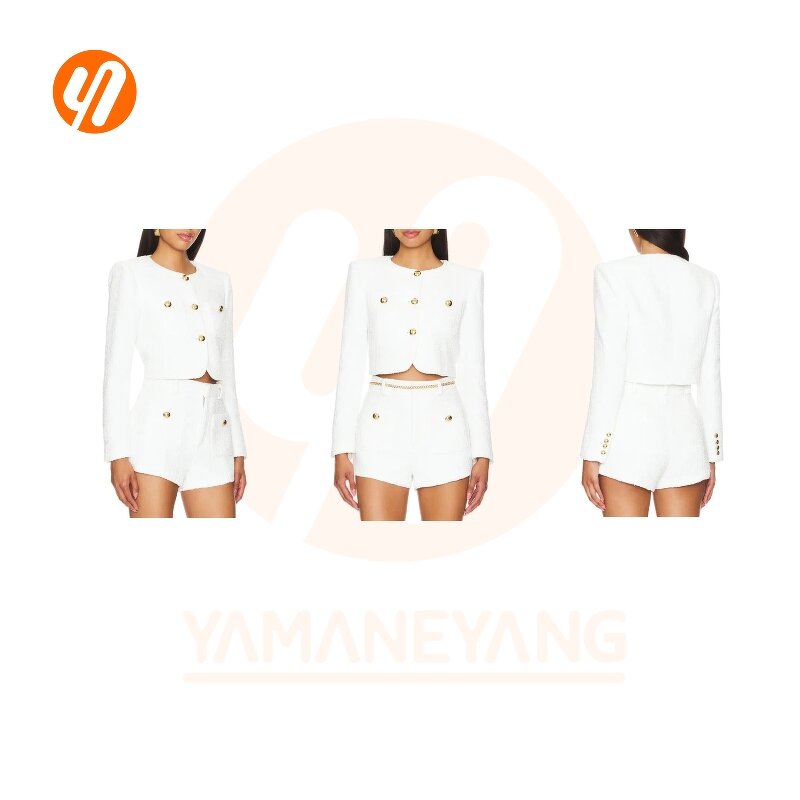 Women's Set Factory - Two-Piece Fashion Sets Button Decoration Top