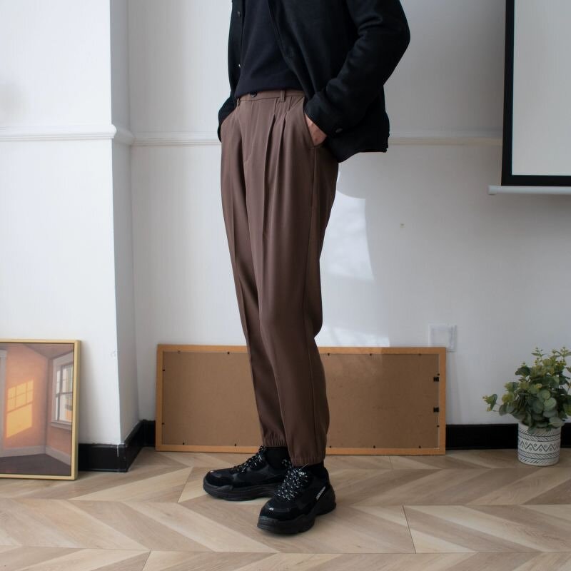 Men's Pants Supplier - Business Casual Sagging Straight Suit Cropped